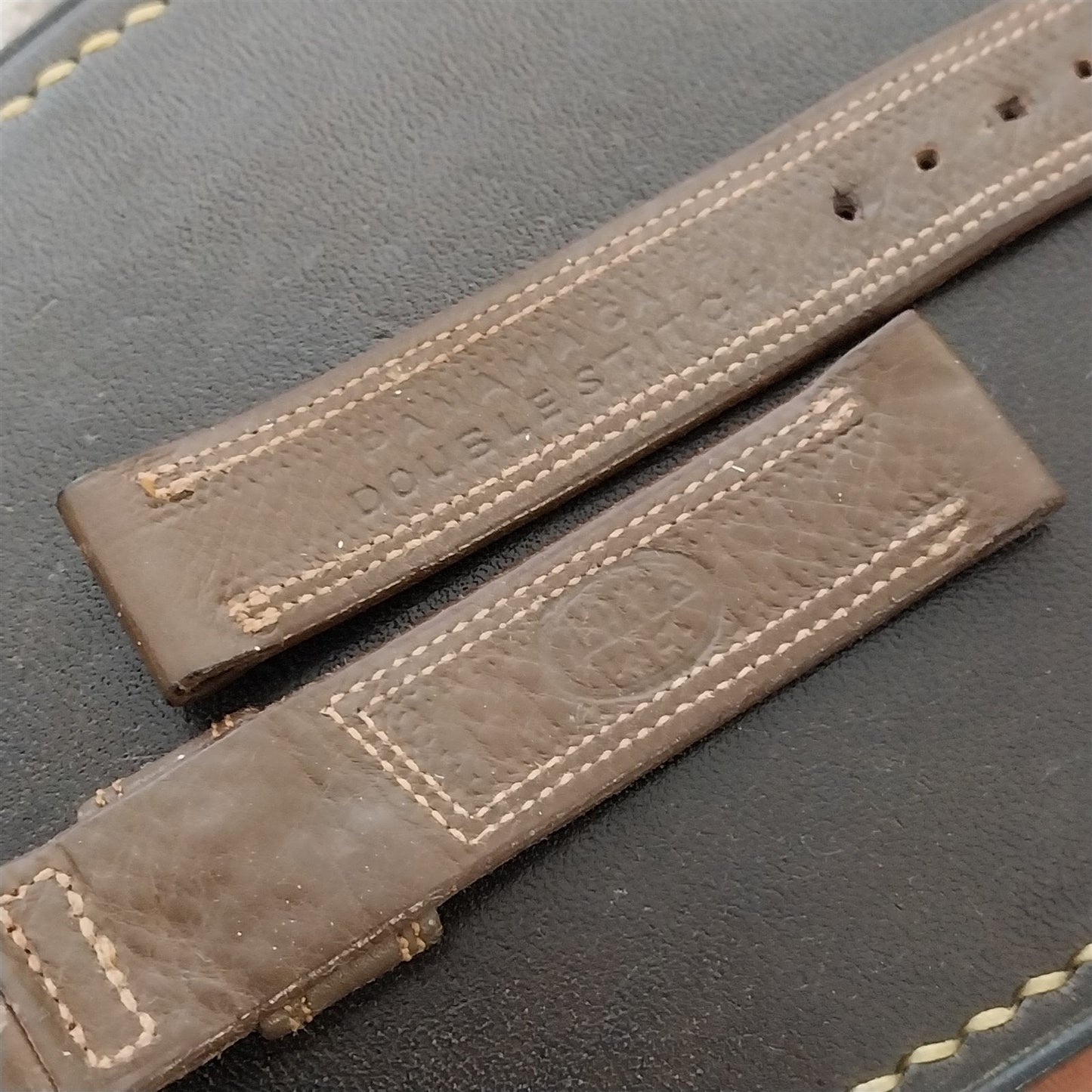 1950s 5/8" Marvel Edge Calf Patina Leather nos LH&co Unused Vintage Watch Band