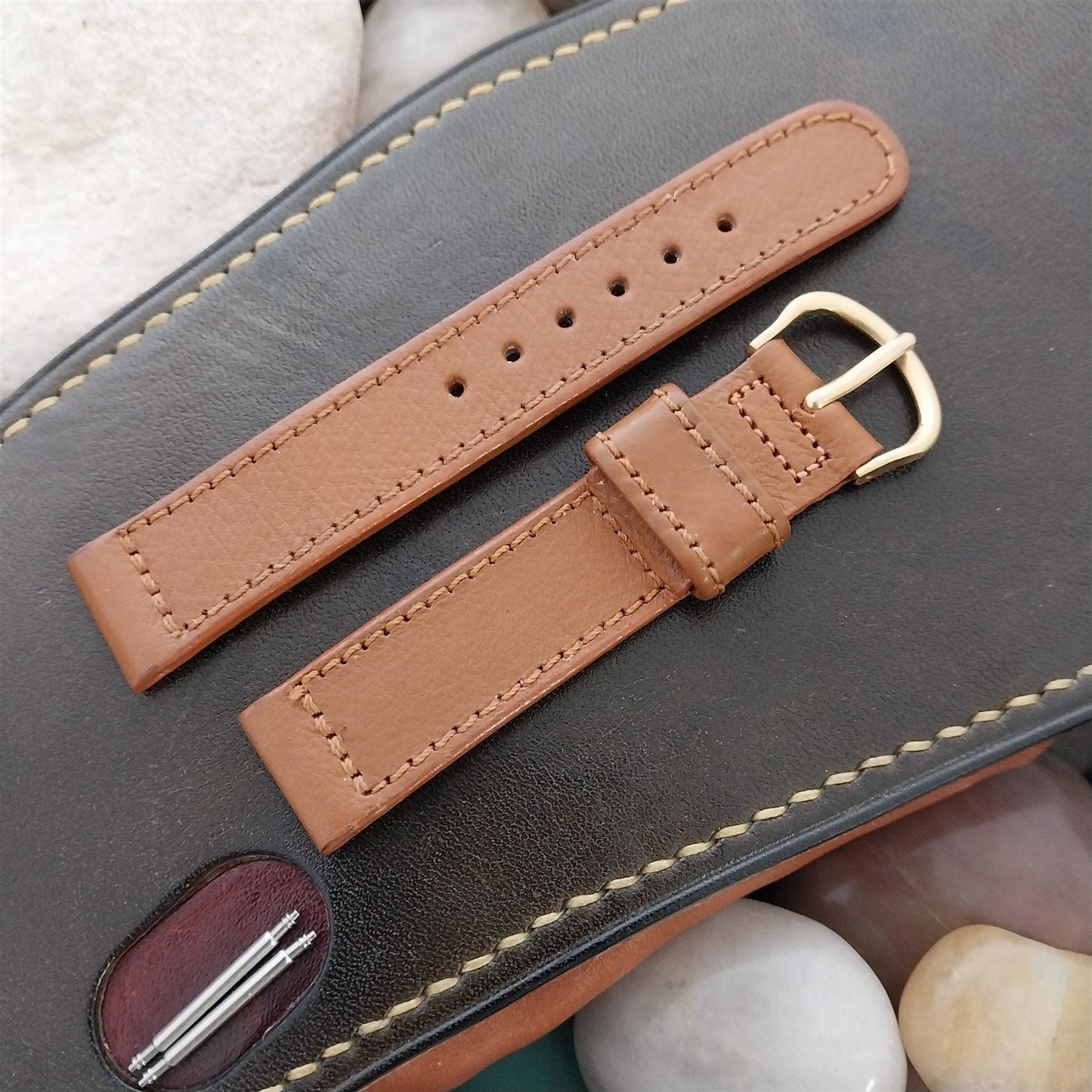 1950s 5/8" Calfskin Leather Short Classic 1-Keeper Unused Vintage Watch Band