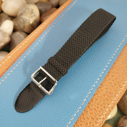 18mm Italian Black Perlon Mesh 1-Piece Unused nos 1960s-1970s Vintage Watch Band