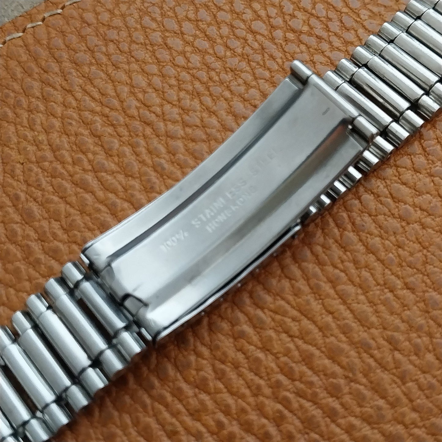 19mm Stainless Steel Cushion-Link nos unused 1970s Vintage Watch Band