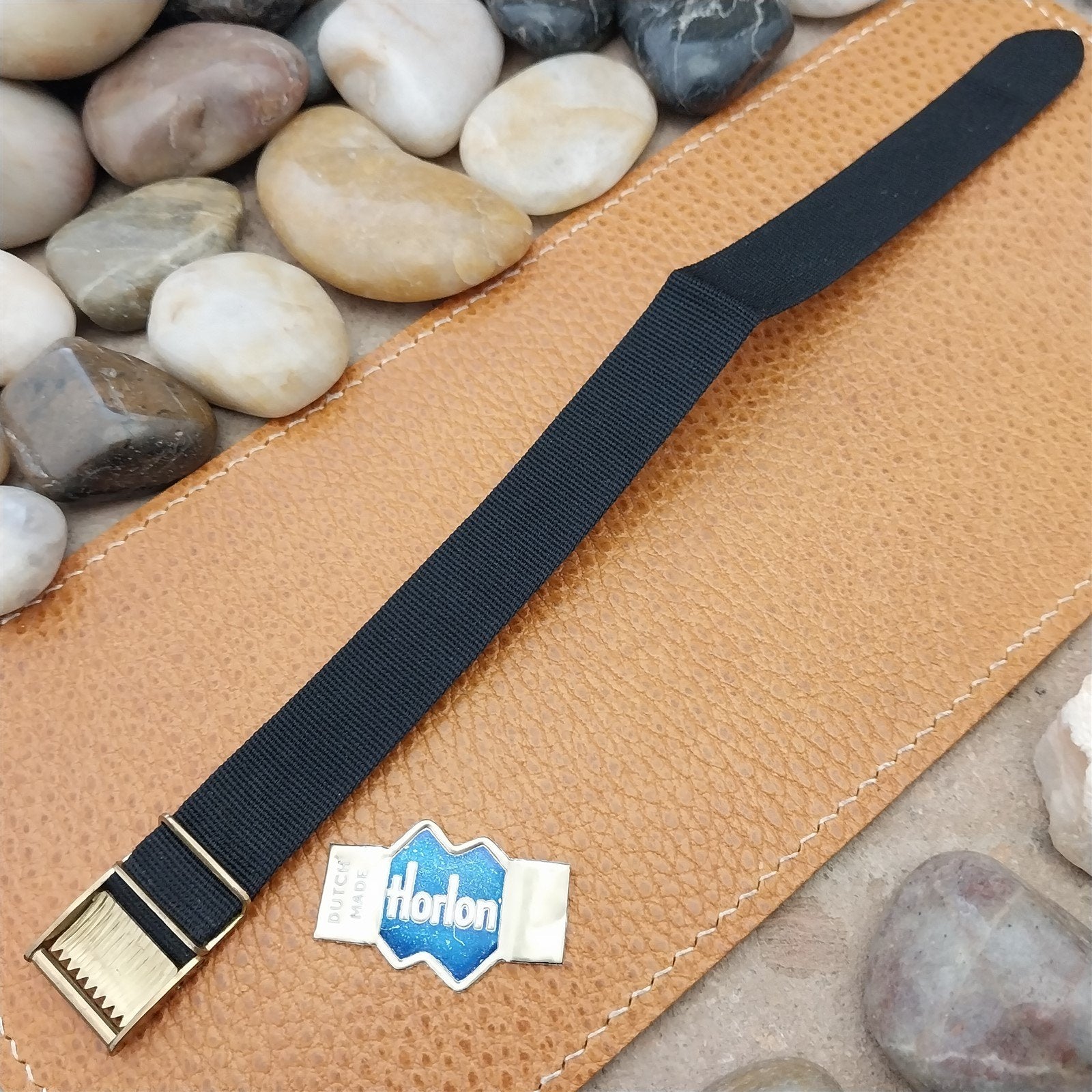 16mm Black Nylon & Locking Brass Buckle Unused 1960s-1970s Vintage Watch Band