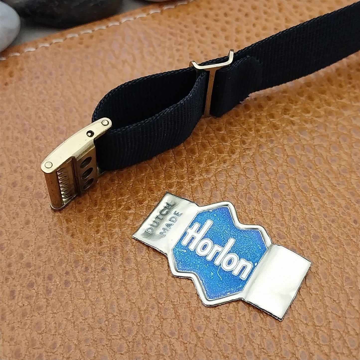 16mm Black Nylon & Locking Brass Buckle Unused 1960s-1970s Vintage Watch Band