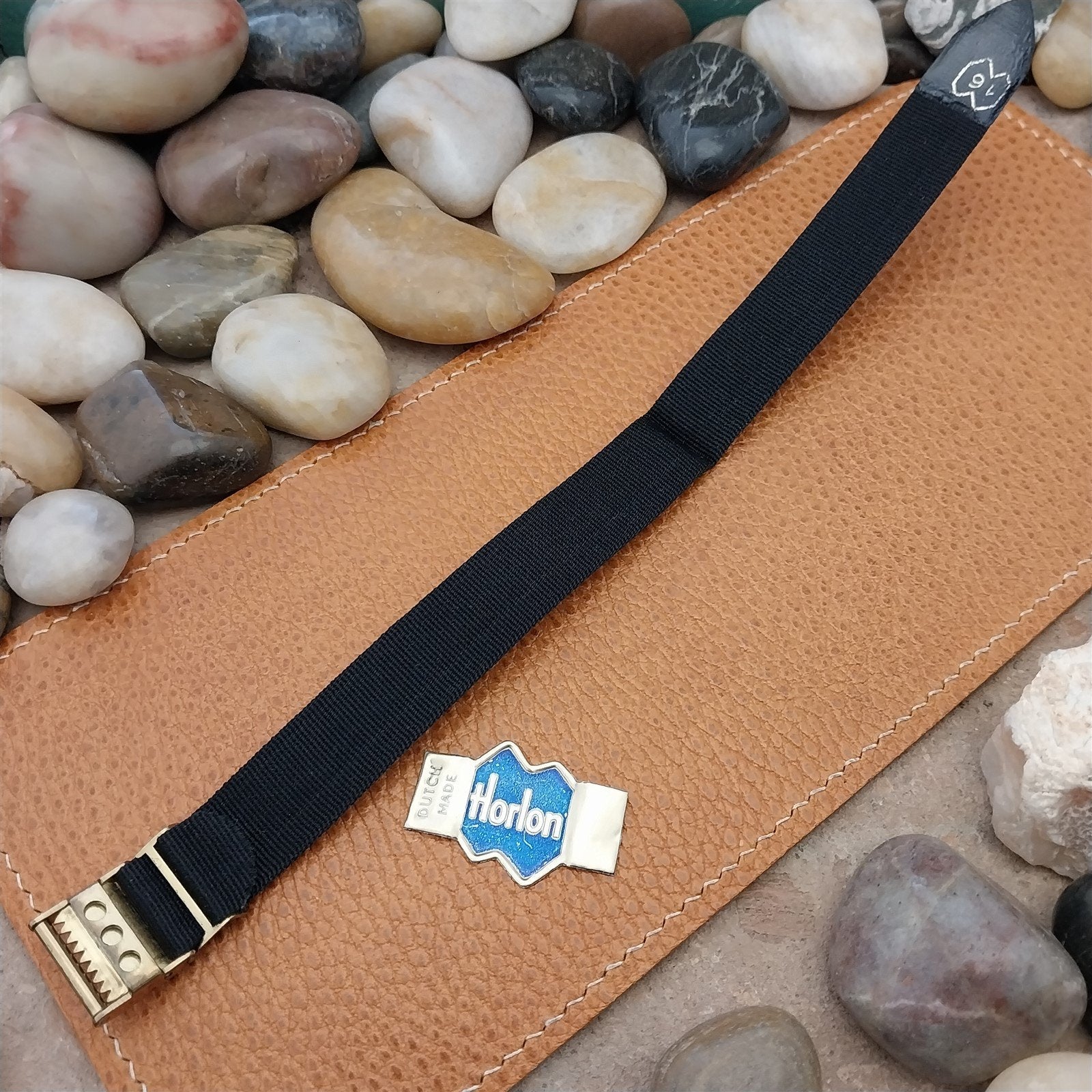 16mm Black Nylon & Locking Brass Buckle Unused 1960s-1970s Vintage Watch Band