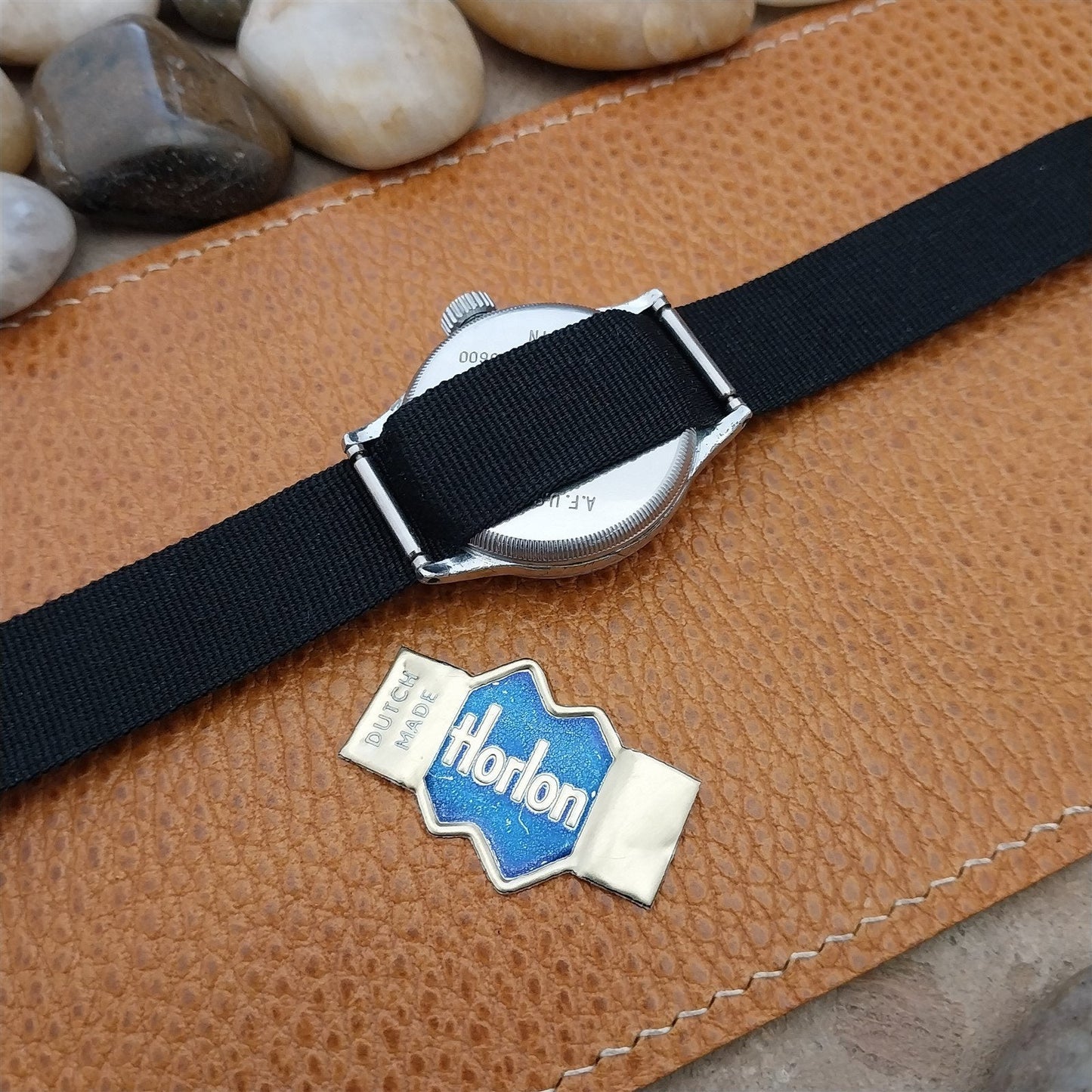 16mm Black Nylon & Locking Brass Buckle Unused 1960s-1970s Vintage Watch Band