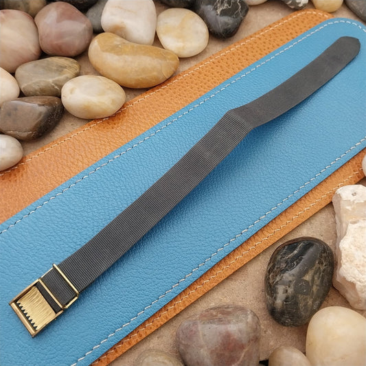 16mm Gray Perlon & Locking Brass Buckle Unused 1960s-1970s Vintage Watch Band