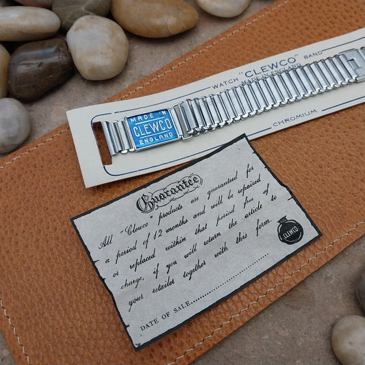 Vintage 16mm Clewco England Chromium Wire-Lug Bamboo Link Unused nos Watch Band