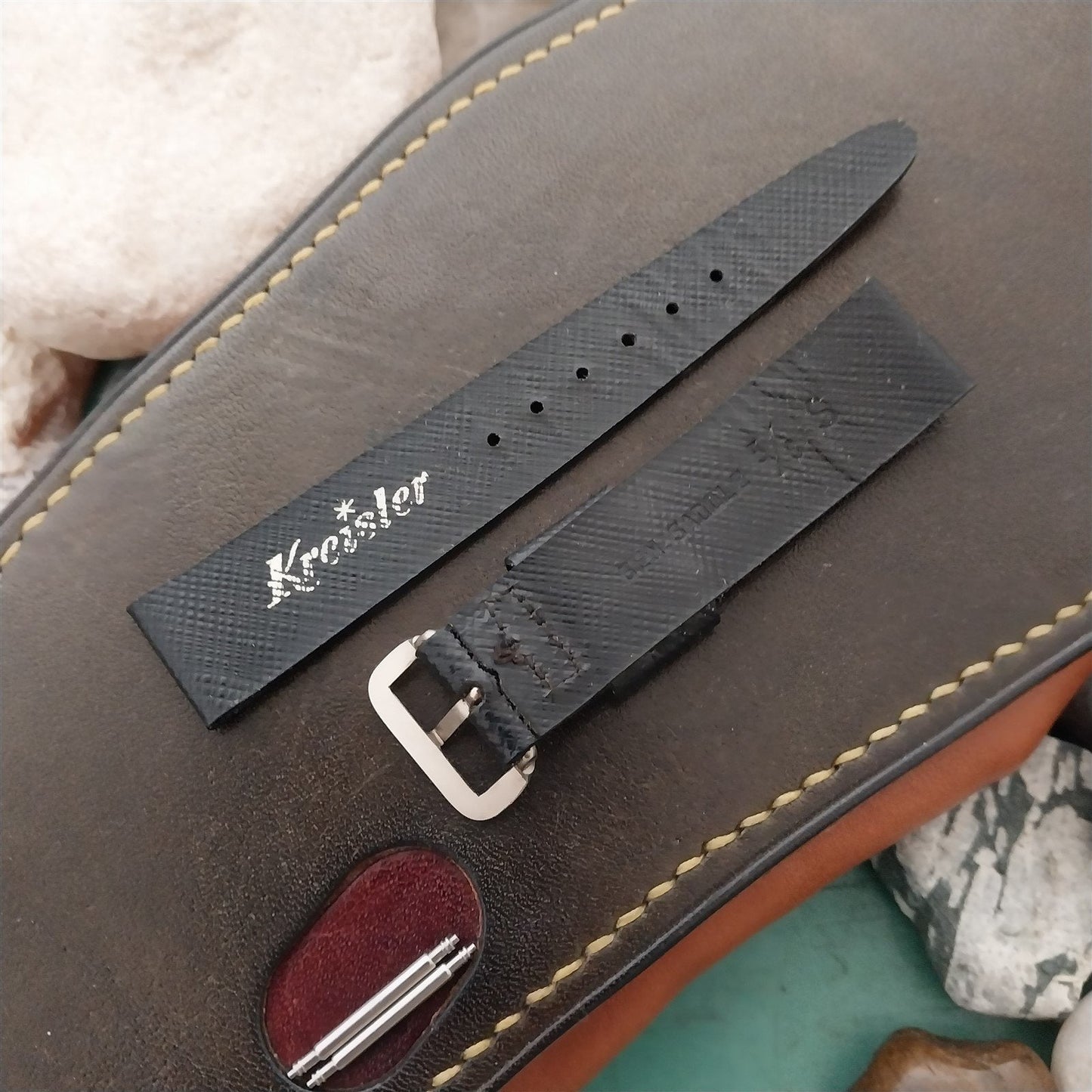 5/8" Kreisler Short Saddle Leather Classic Tapered Unused 60s Vintage Watch Band