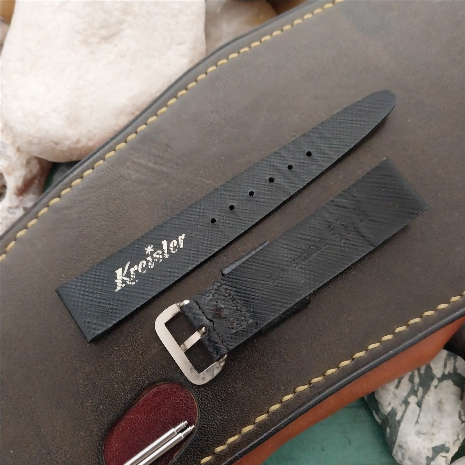 5/8" Kreisler Short Saddle Leather Classic Tapered Unused 60s Vintage Watch Band