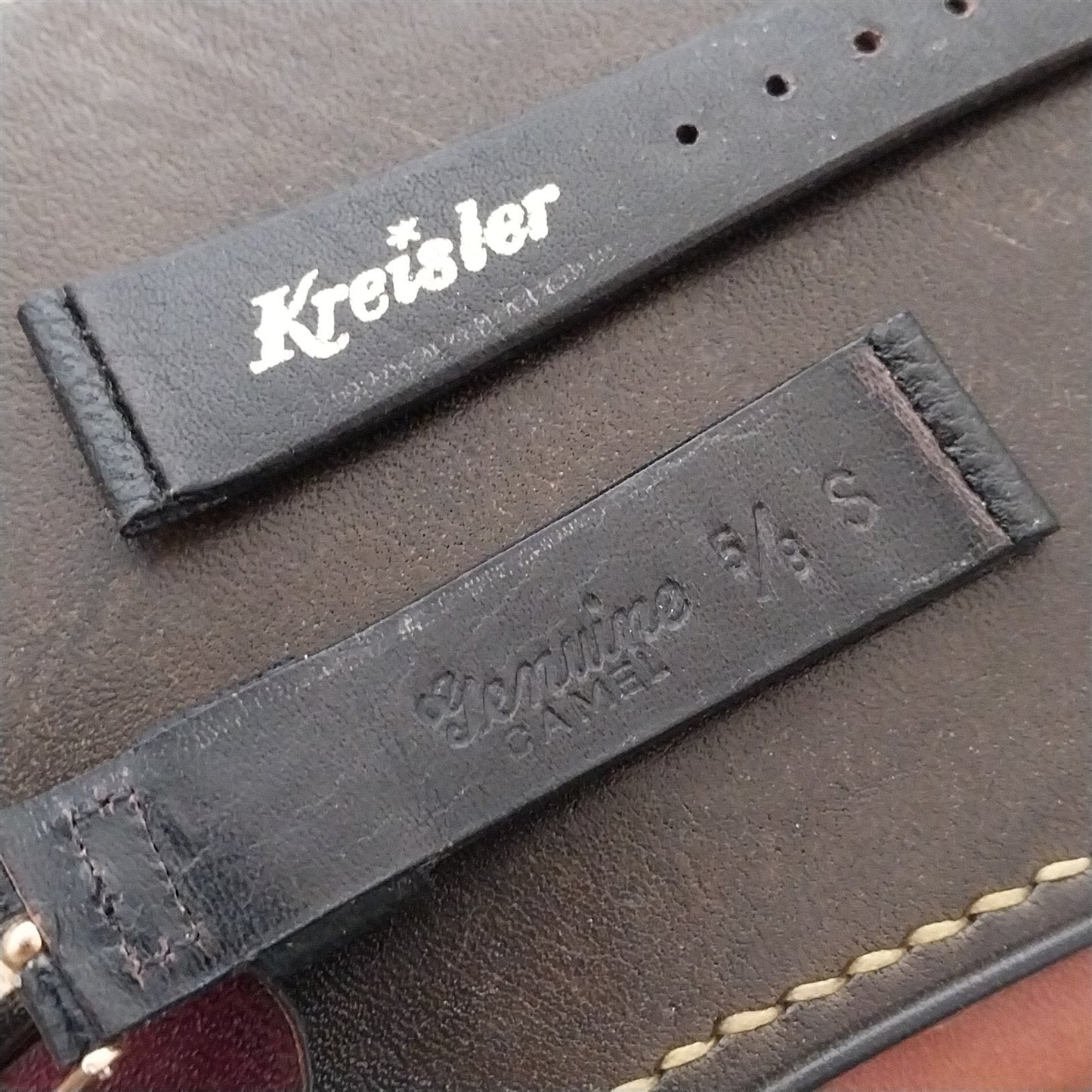 5/8" Kreisler Short Camel Leather Classic Tapered Unused 60s Vintage Watch Band