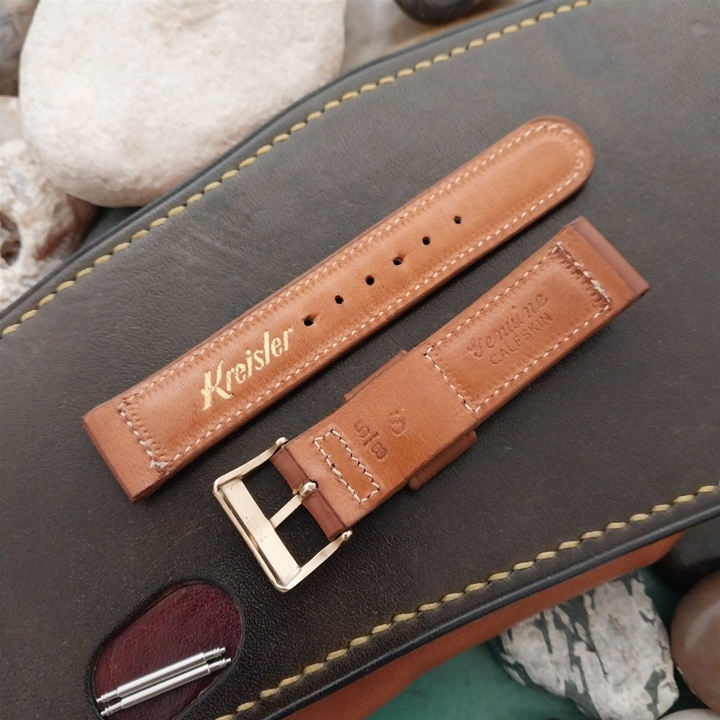 5/8" Kreisler Brown Calfskin nos Short Unused Classic 1950s Vintage Watch Band