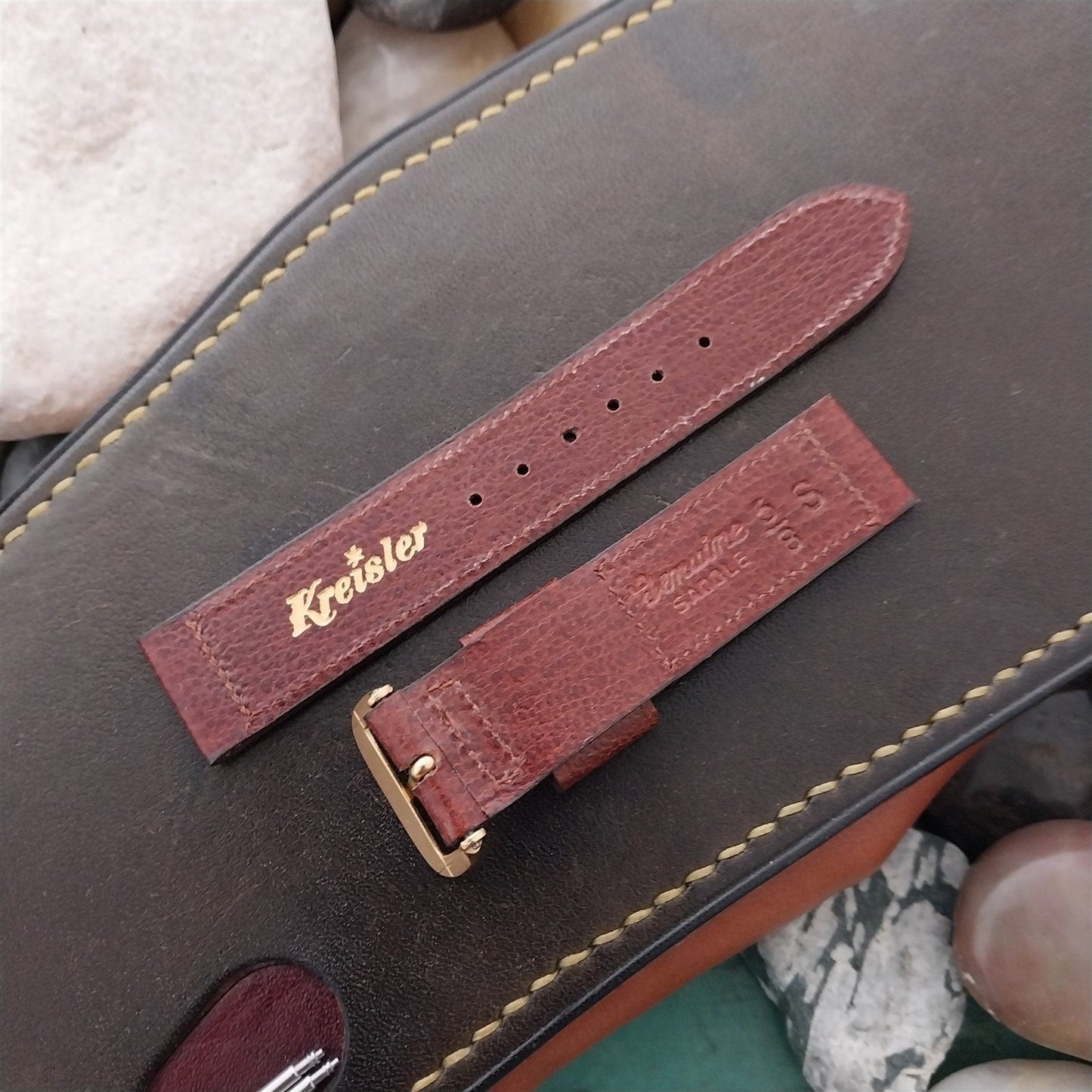 5/8" Kreisler Brown Saddle Leather Short Unused Classic 1950s Vintage Watch Band