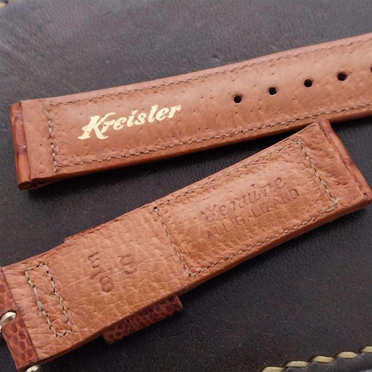 5/8" Kreisler Short Unused Alligator Lizard Classic nos 1950s Vintage Watch Band