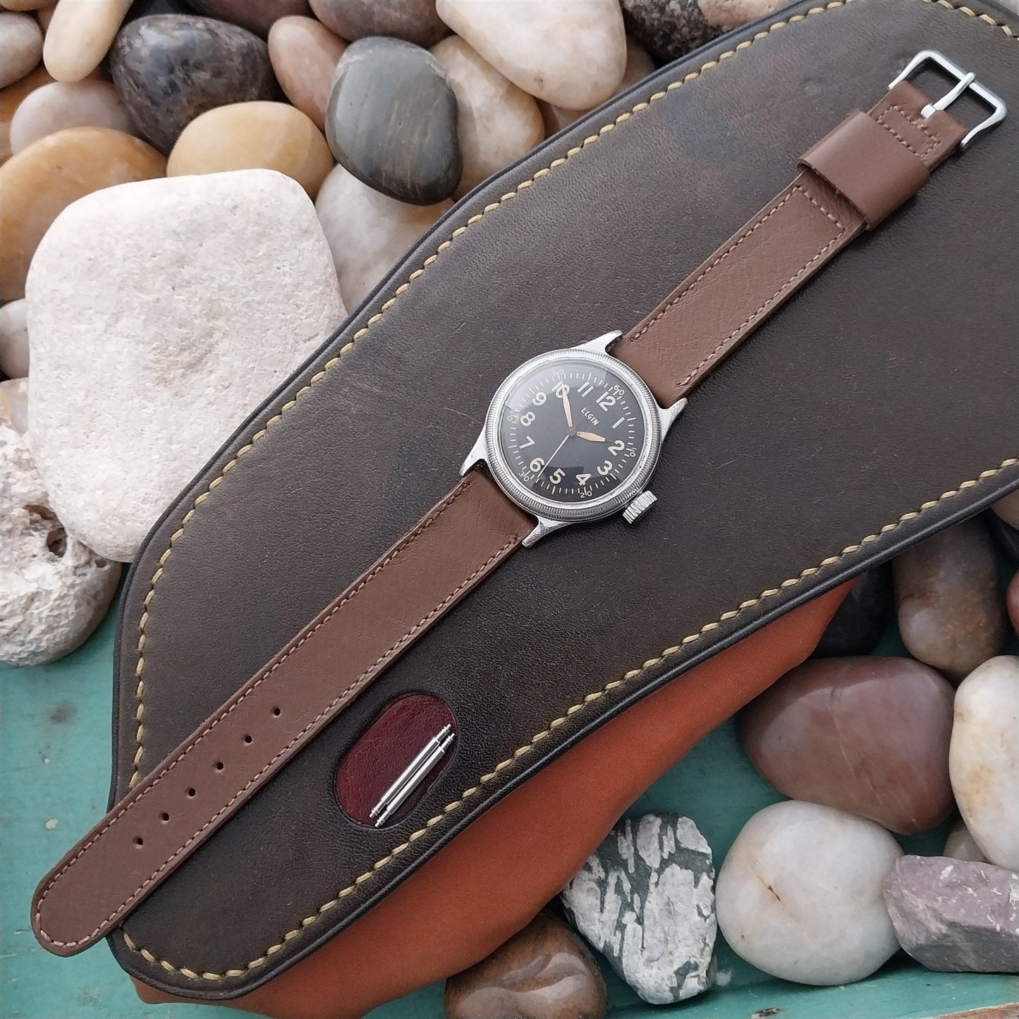 1950s Elgin Logo Buckle & 5/8" JB Champion Classic Unused nos Vintage Watch Band