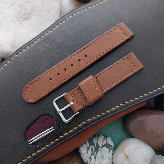 1950s Elgin Logo Buckle & 5/8" Short Veg-Tan Calf Unused nos Vintage Watch Band