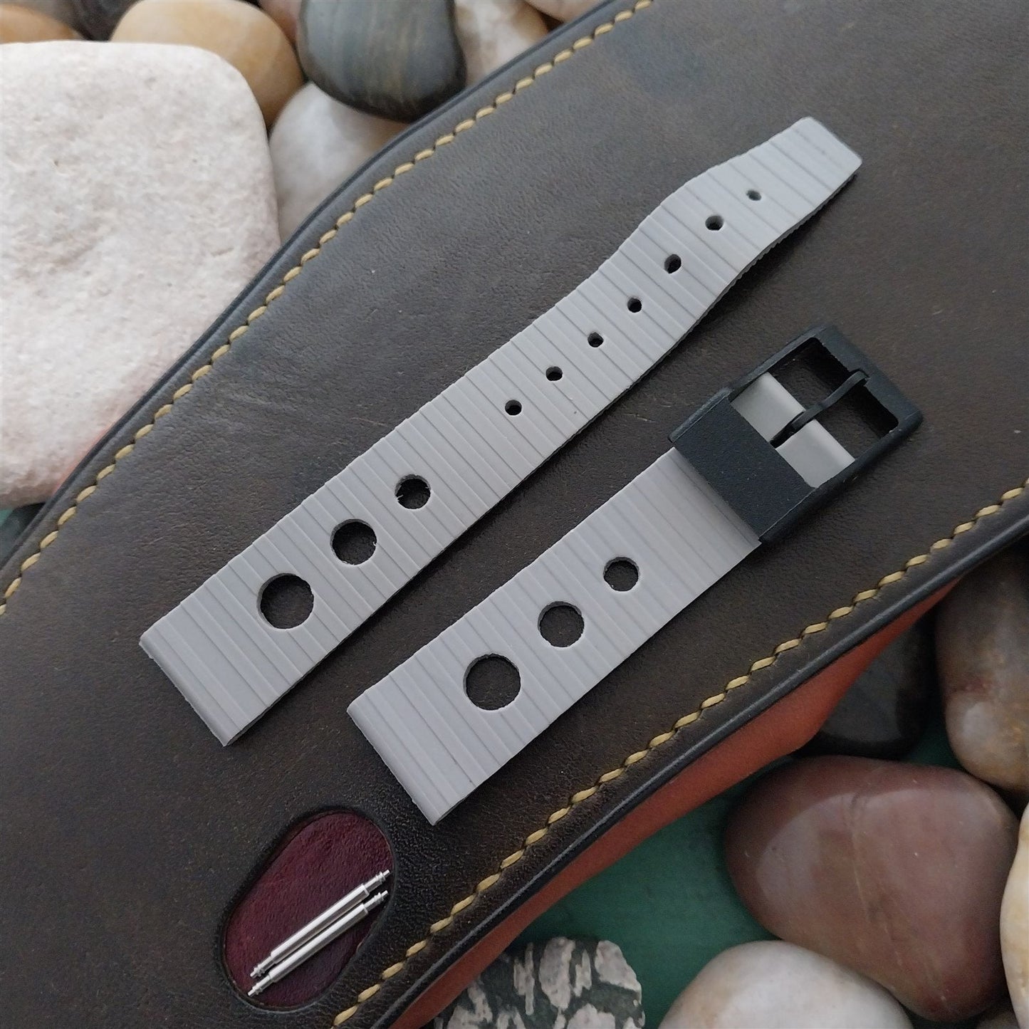 18mm Rally GT Strap Gray & Black 1960s-1970s Vintage Watch Band