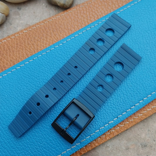 Vintage 18mm Rally GT Strap Blue & Black Round Hole NOS 1960s-1970s Watch Strap