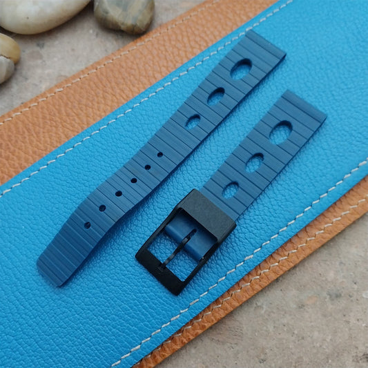 18mm Rally GT Strap Blue & Black Oval Hole NOS 1960s-1970s Vintage Watch Strap