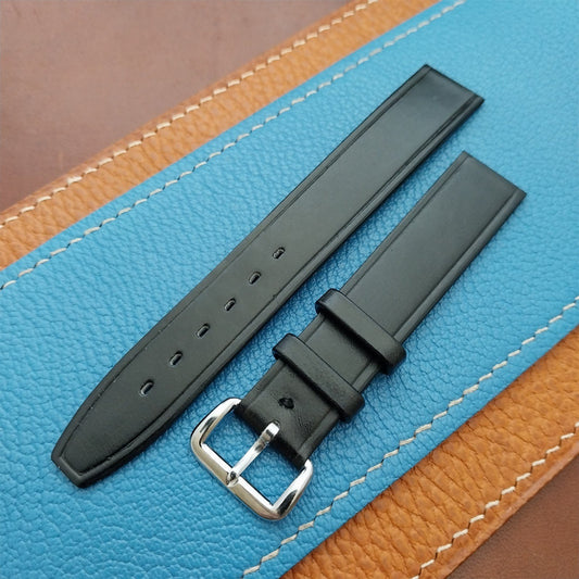 1960s 5/8" Black Leather Classic Tapered 2-Keeper Unused Vintage Watch Strap