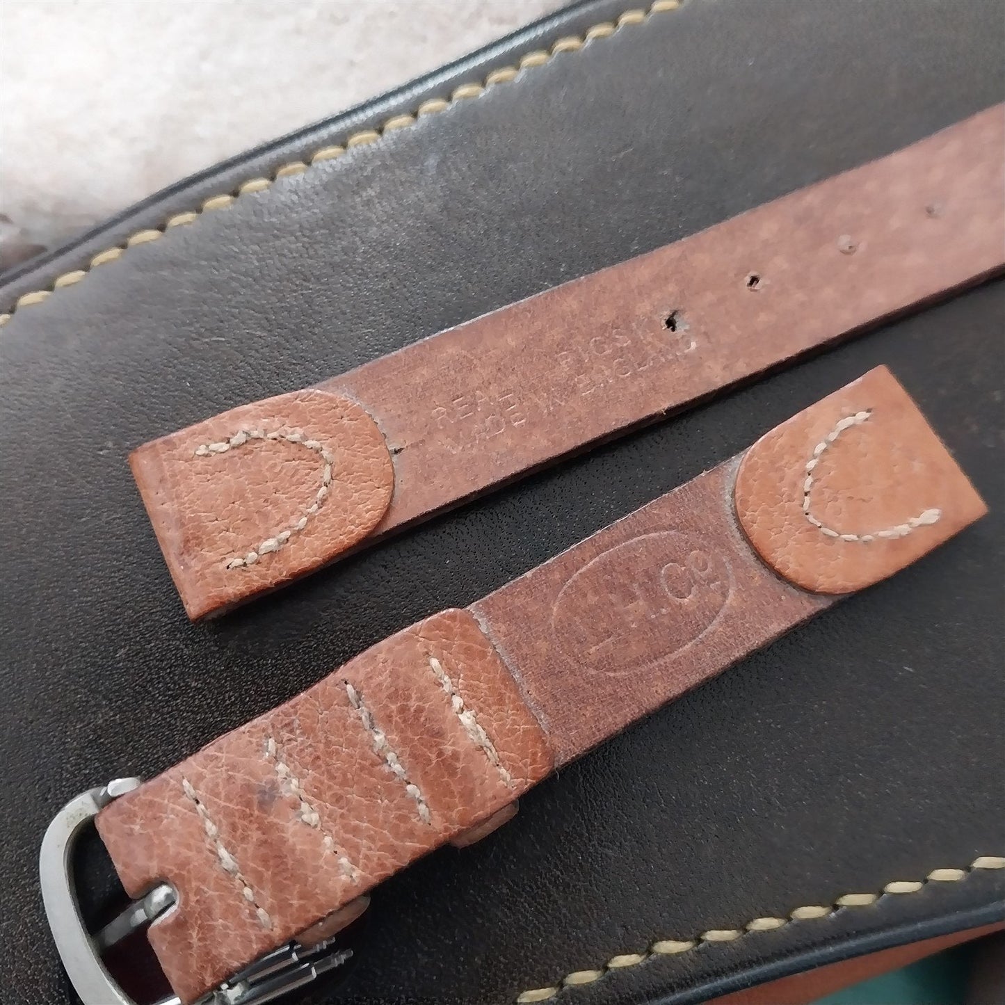 1940s Classic Single Layer Pigskin 5/8" Double-Keeper Unused Vintage Watch Band