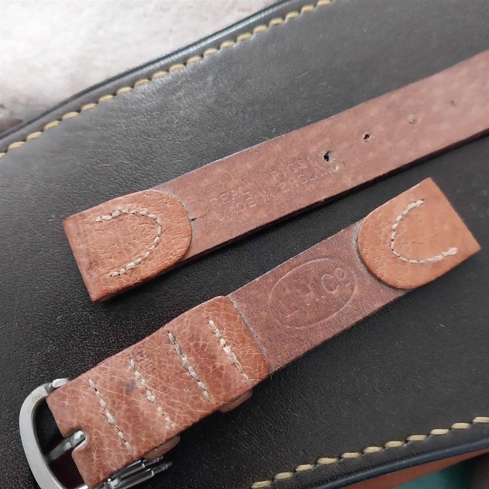 1940s Classic Single Layer Pigskin 5/8" Double-Keeper Unused Vintage Watch Band