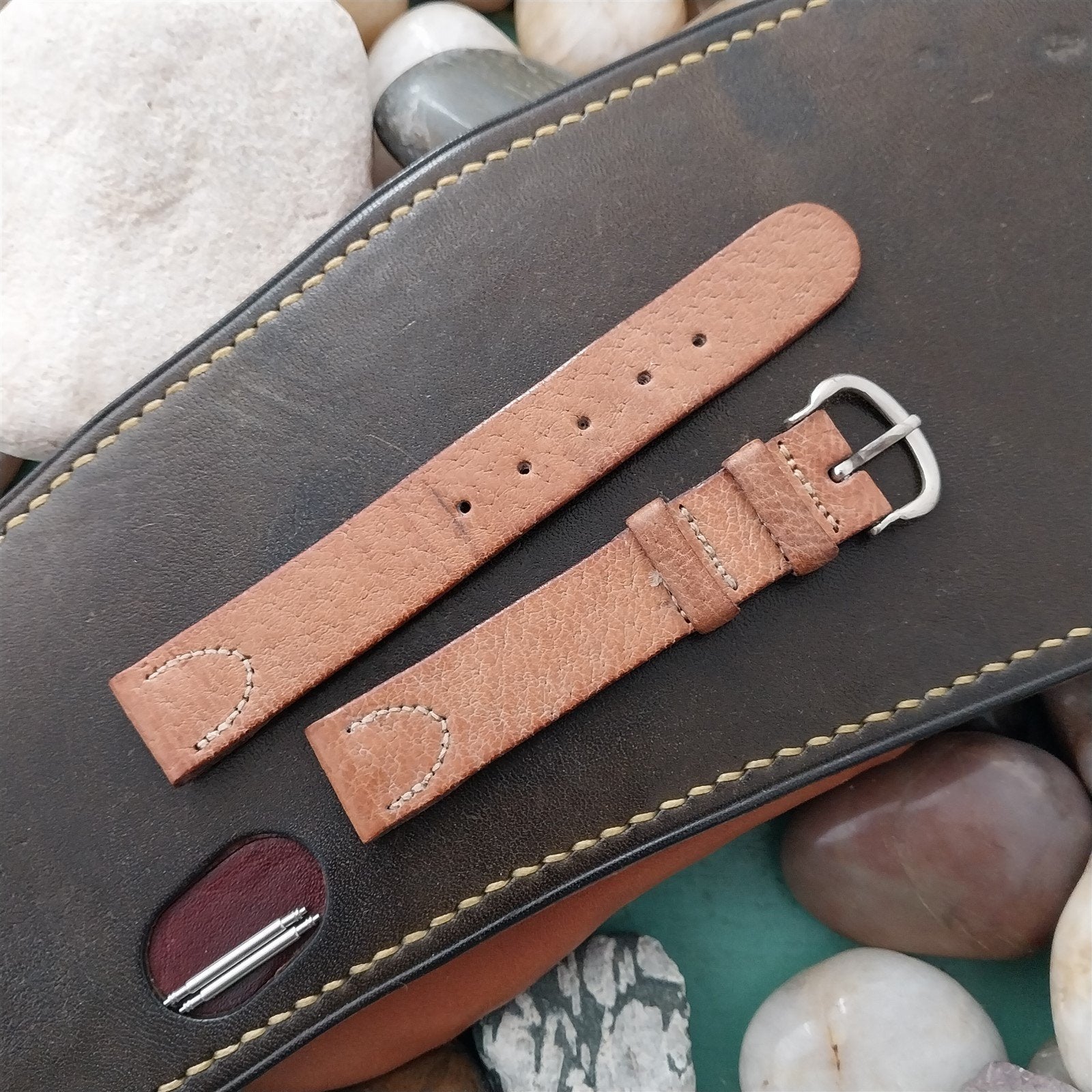 1940s Classic Single Layer Pigskin 5/8" Double-Keeper Unused Vintage Watch Band