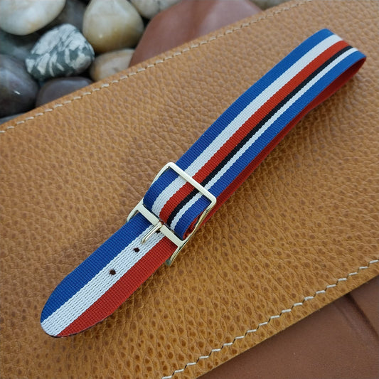 Vintage 18mm Striped Perlon Classic Reversible Single Pass Unused 60s Watch Band