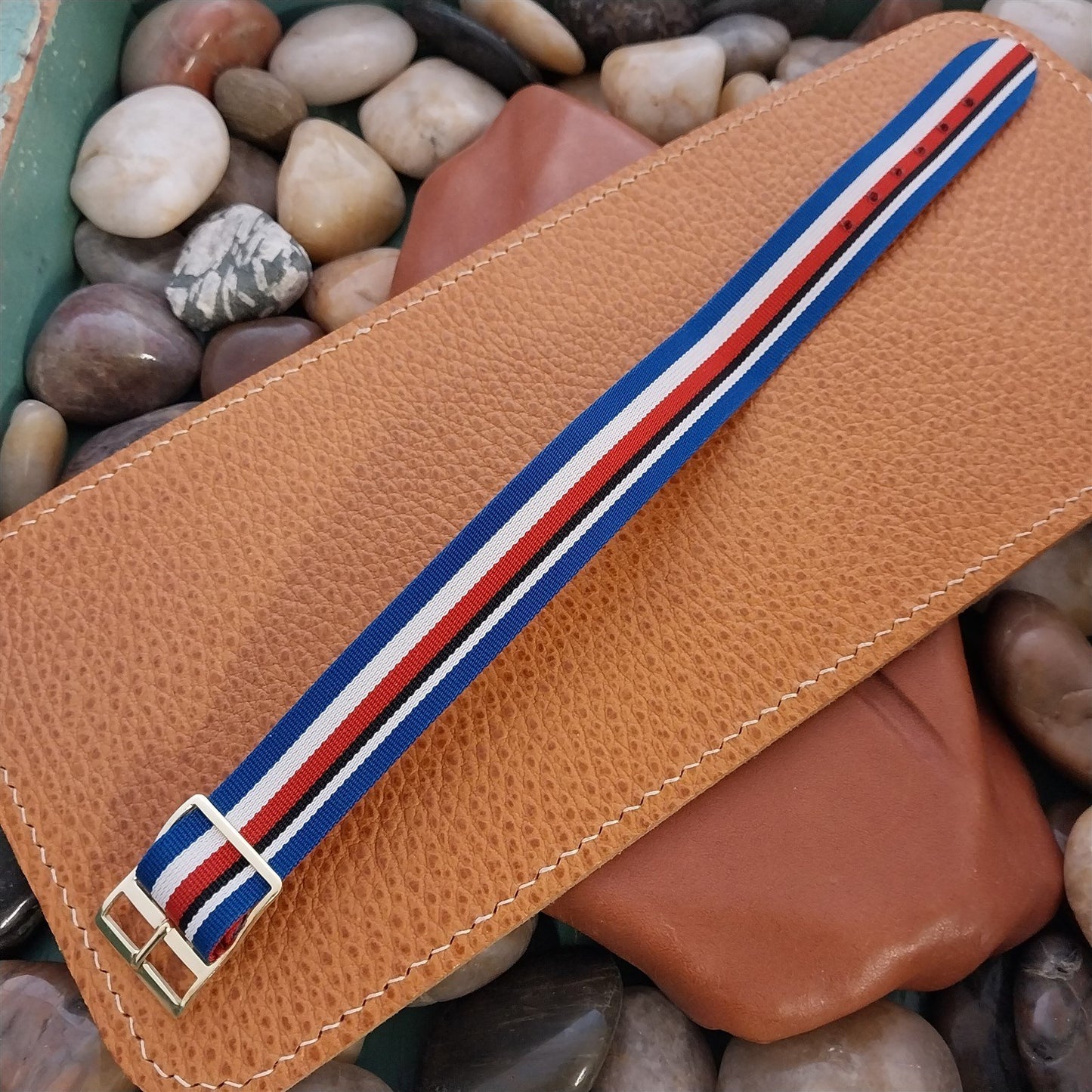 Vintage 18mm Striped Perlon Classic Reversible Single Pass Unused 60s Watch Band