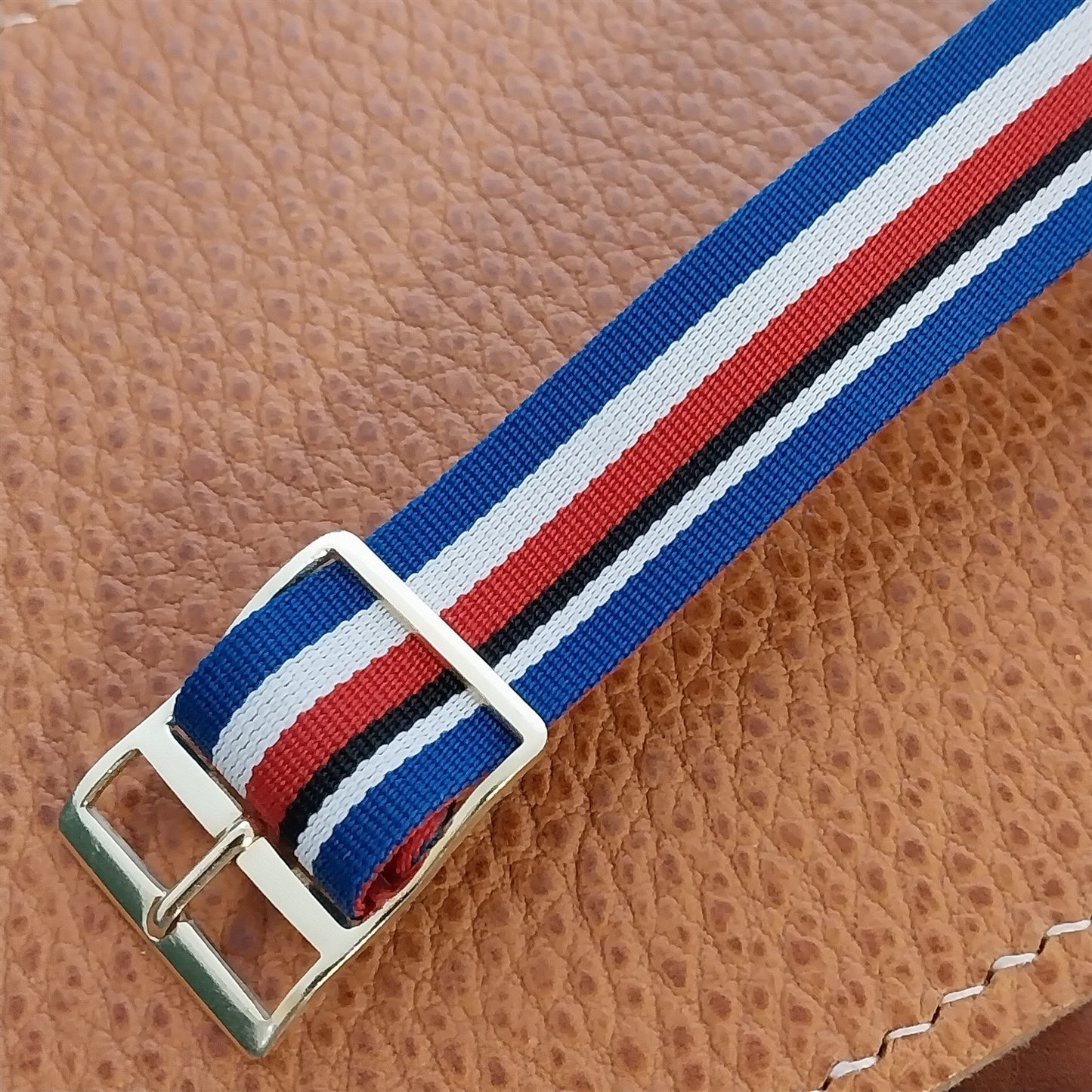 Vintage 18mm Striped Perlon Classic Reversible Single Pass Unused 60s Watch Band