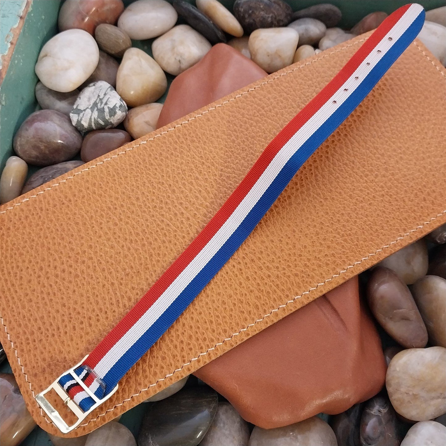 Vintage 18mm Striped Perlon Classic Reversible Single Pass Unused 60s Watch Band