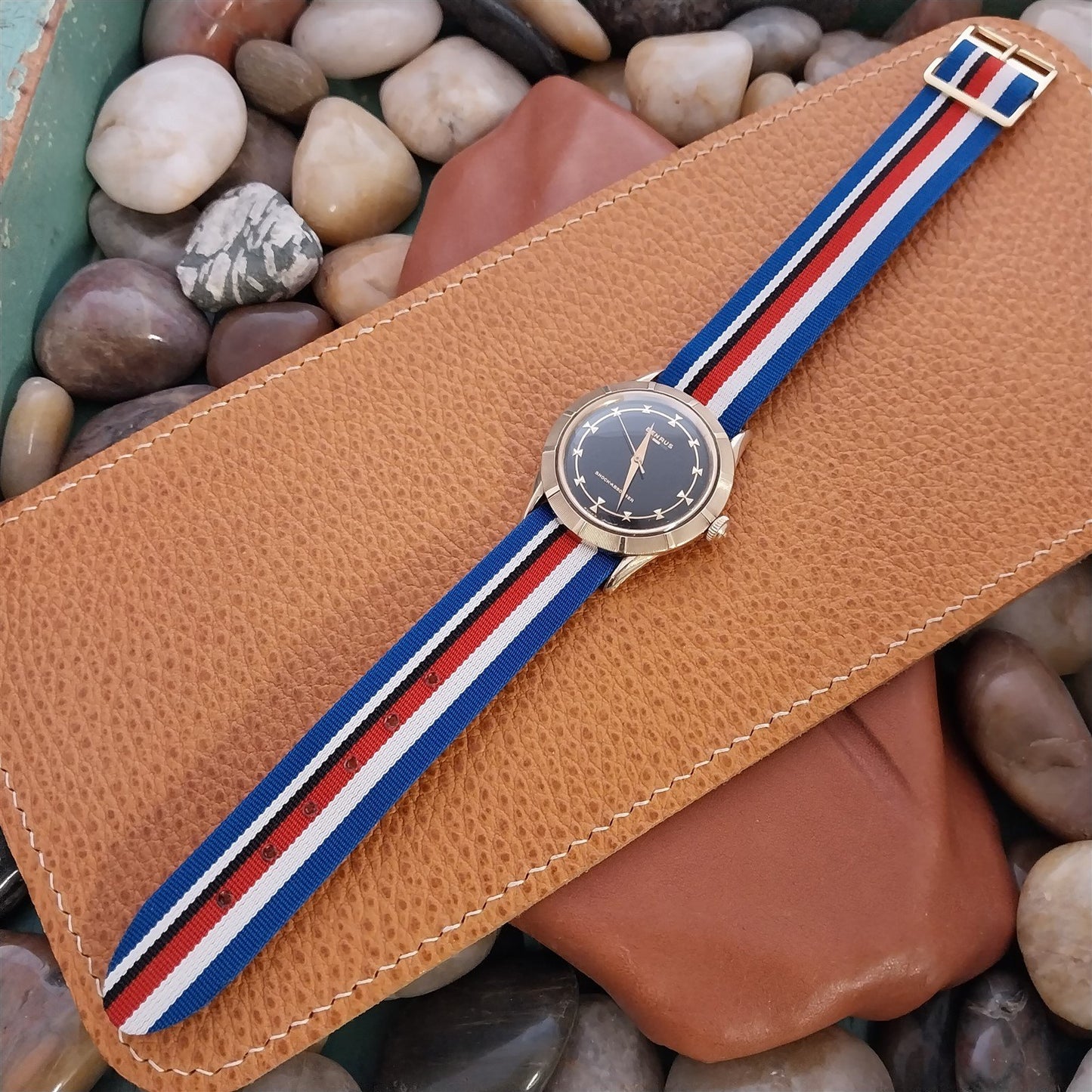 Vintage 18mm Striped Perlon Classic Reversible Single Pass Unused 60s Watch Band