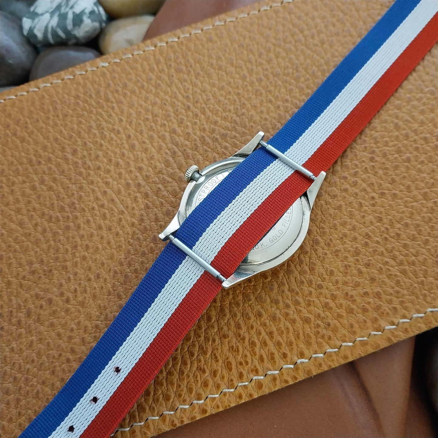 Vintage 18mm Striped Perlon Classic Reversible Single Pass Unused 60s Watch Band