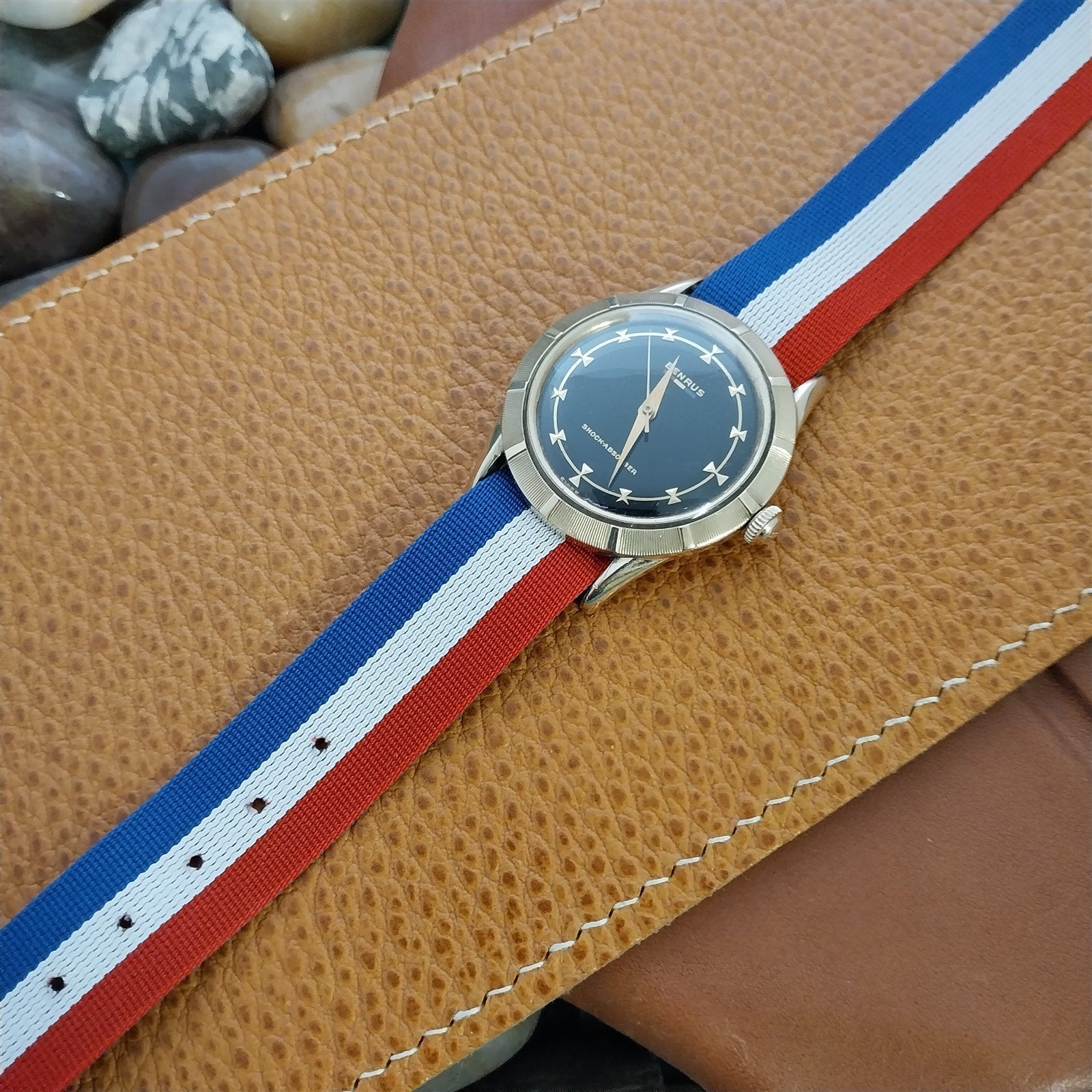 Vintage 18mm Striped Perlon Classic Reversible Single Pass Unused 60s Watch Band