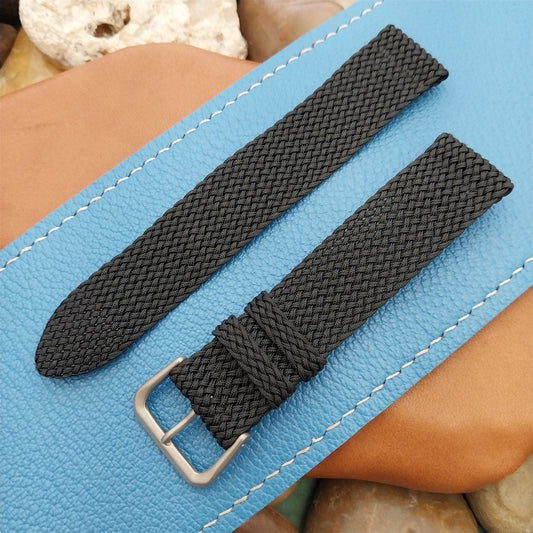 Vintage 18mm Braided Perlon 2-piece Unused Field Watch Band &Bead Blasted Buckle