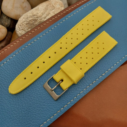 Vintage 18mm Swiss SUB Yellow Skindiver 1960s Watch Band & Bead Blasted Buckle