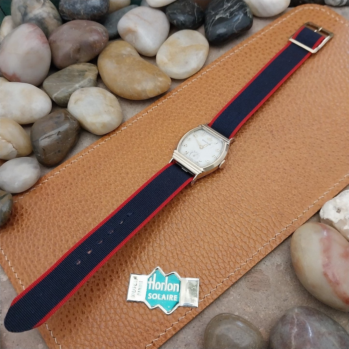 Vintage 16mm Striped Perlon Classic 1-Piece Reversible Unused 1960s Watch Band