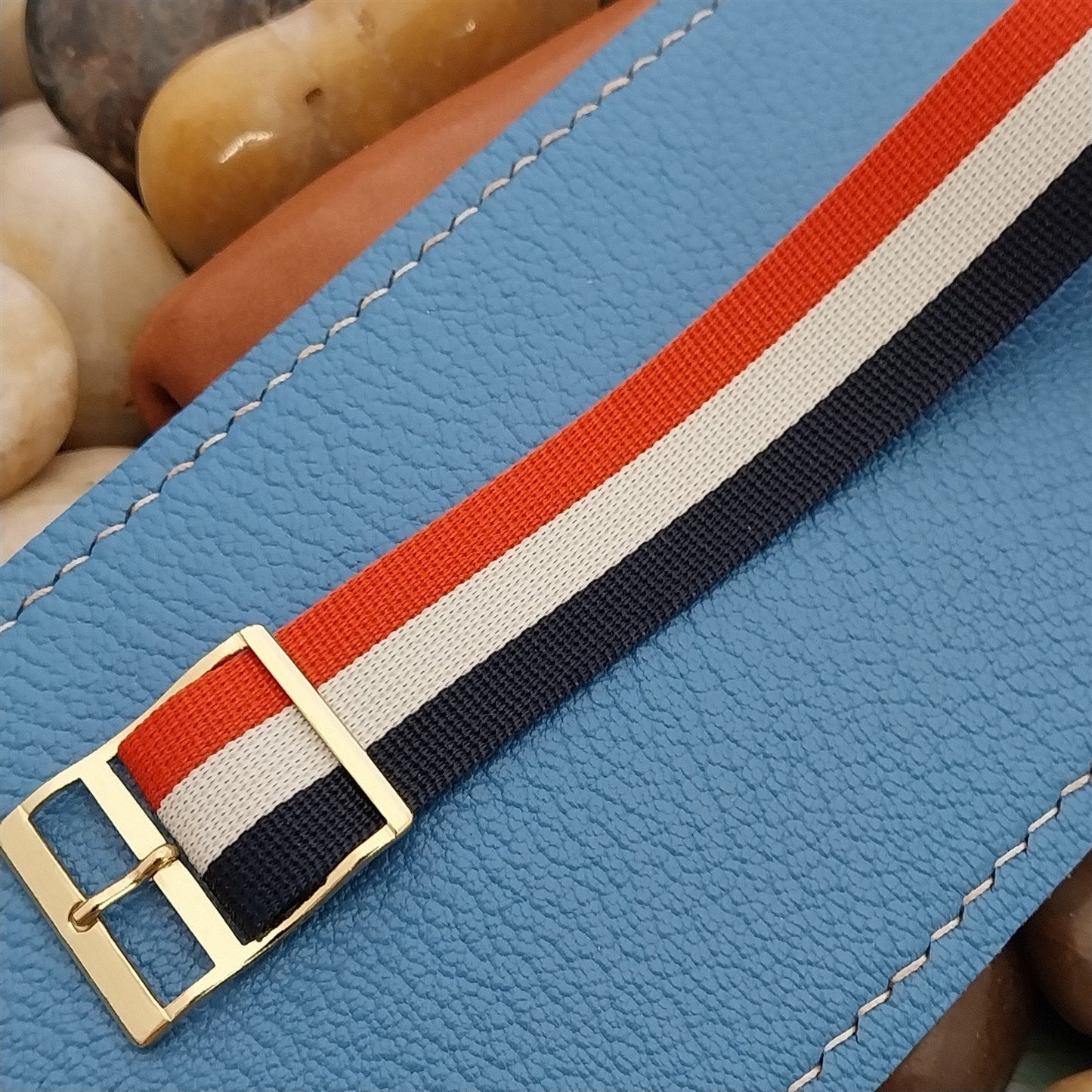 Vintage 18mm 1960s Striped Perlon Red White & Blue Classic Unused Watch Band