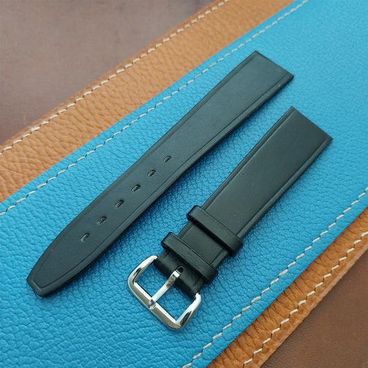 1960s 18mm Black Leather Classic Tapered 2-Keeper Unused Vintage Watch Strap
