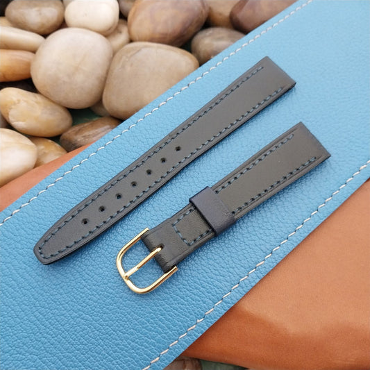 16mm Blue Hirsch Blue Leather nos Unused Classic Tapered Vintage Watch Band