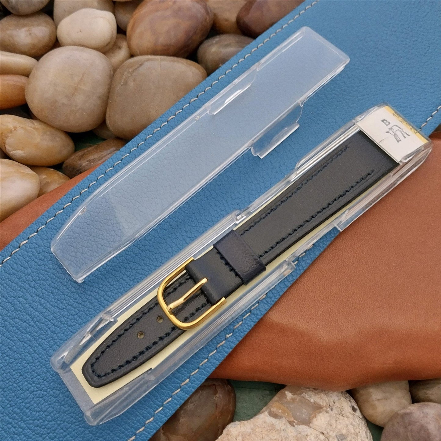 16mm Blue Hirsch Blue Leather nos Unused Classic Tapered Vintage Watch Band