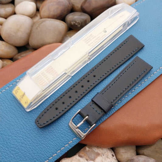 16mm Blue Hirsch Blue Leather nos Unused Classic Tapered Vintage Watch Band