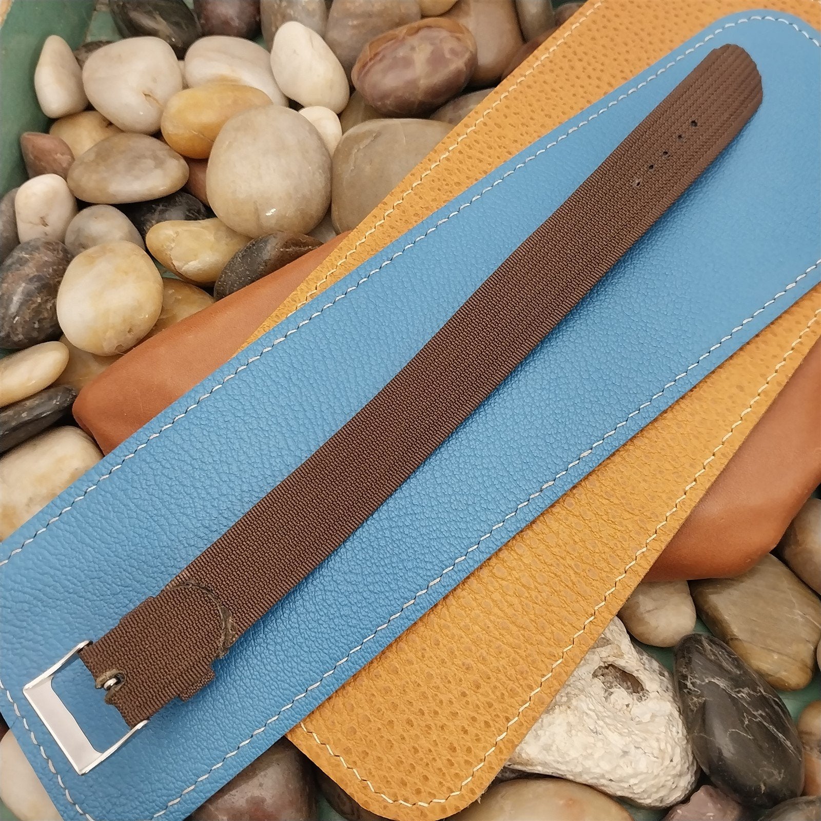 Vintage 20mm 1950s Brown Ribbed Nylon Classic Single-Pass nos Unused Watch Band