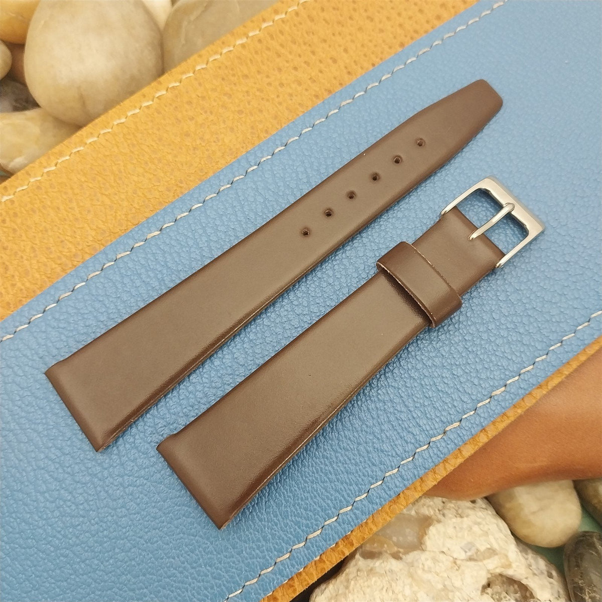 1960s 20mm Brown Corfam Classic Tapered 20/14 Unused nos Vintage Watch ...