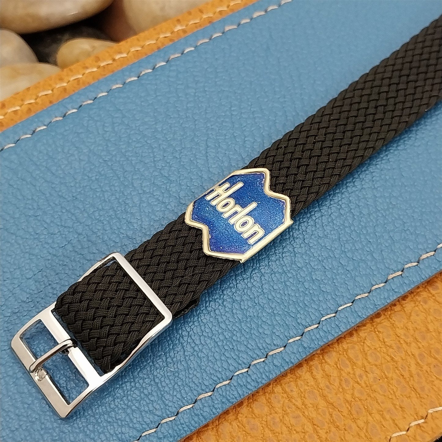 Vintage 16mm Braided Perlon Black Single Pass Unused Classic 1960s Watch Band