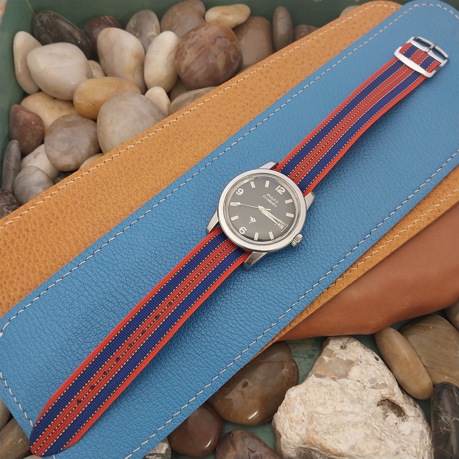 Classic 18mm Striped Perlon Reversible Unused 1960s-1970s nos Vintage Watch Band