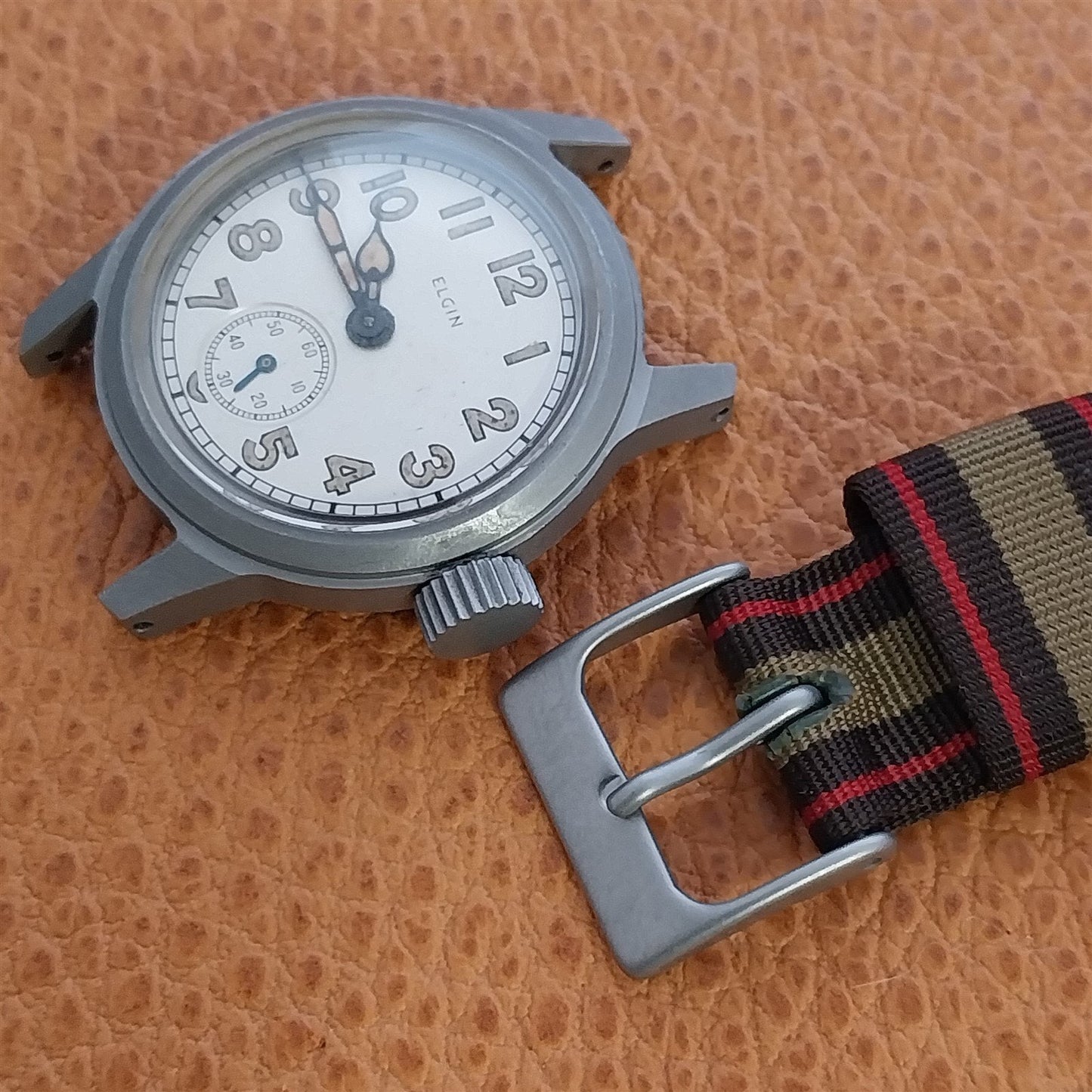 Vintage 5/8" 1950s Nylon Regimental Stripe Classic Single-Pass Unused Watch Band