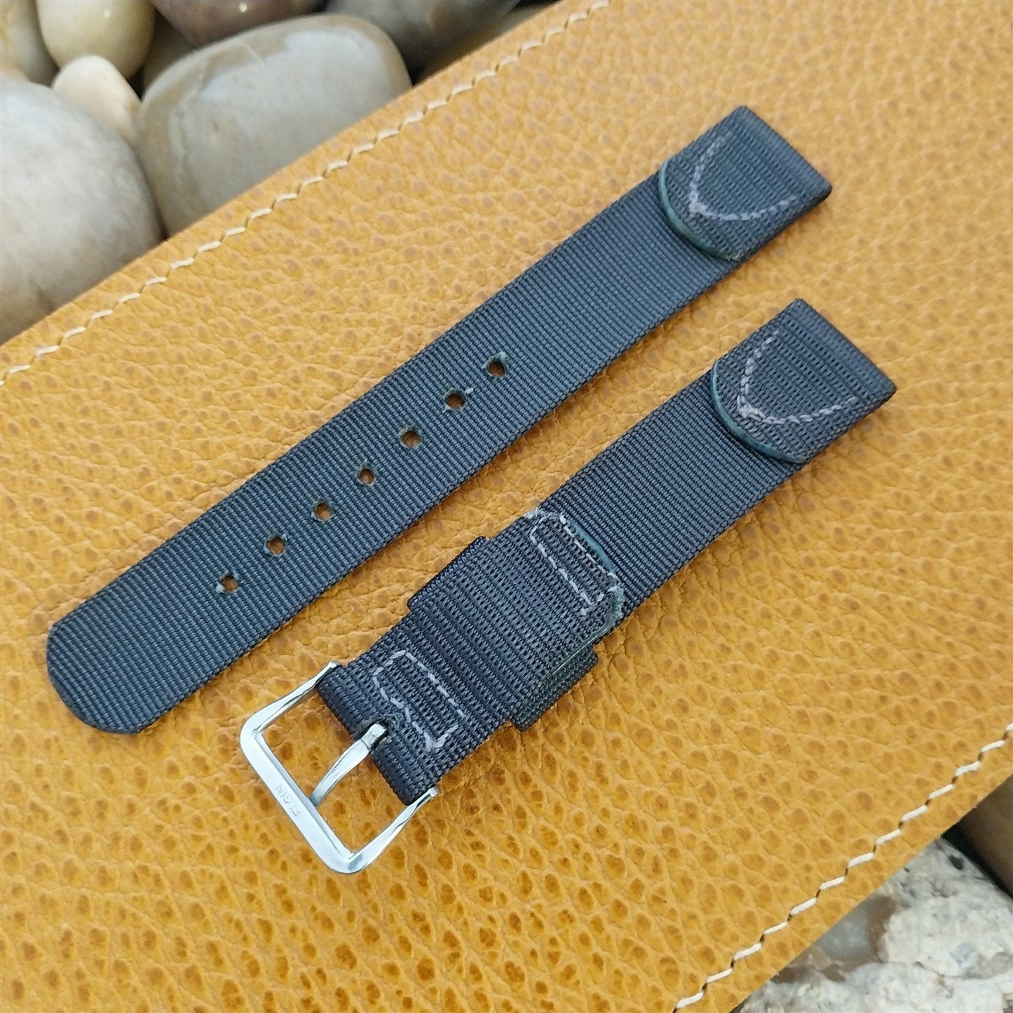 Elgin Buckle & 5/8" Blue Nylon Unused Classic 1950s Tropical Vintage Watch Band