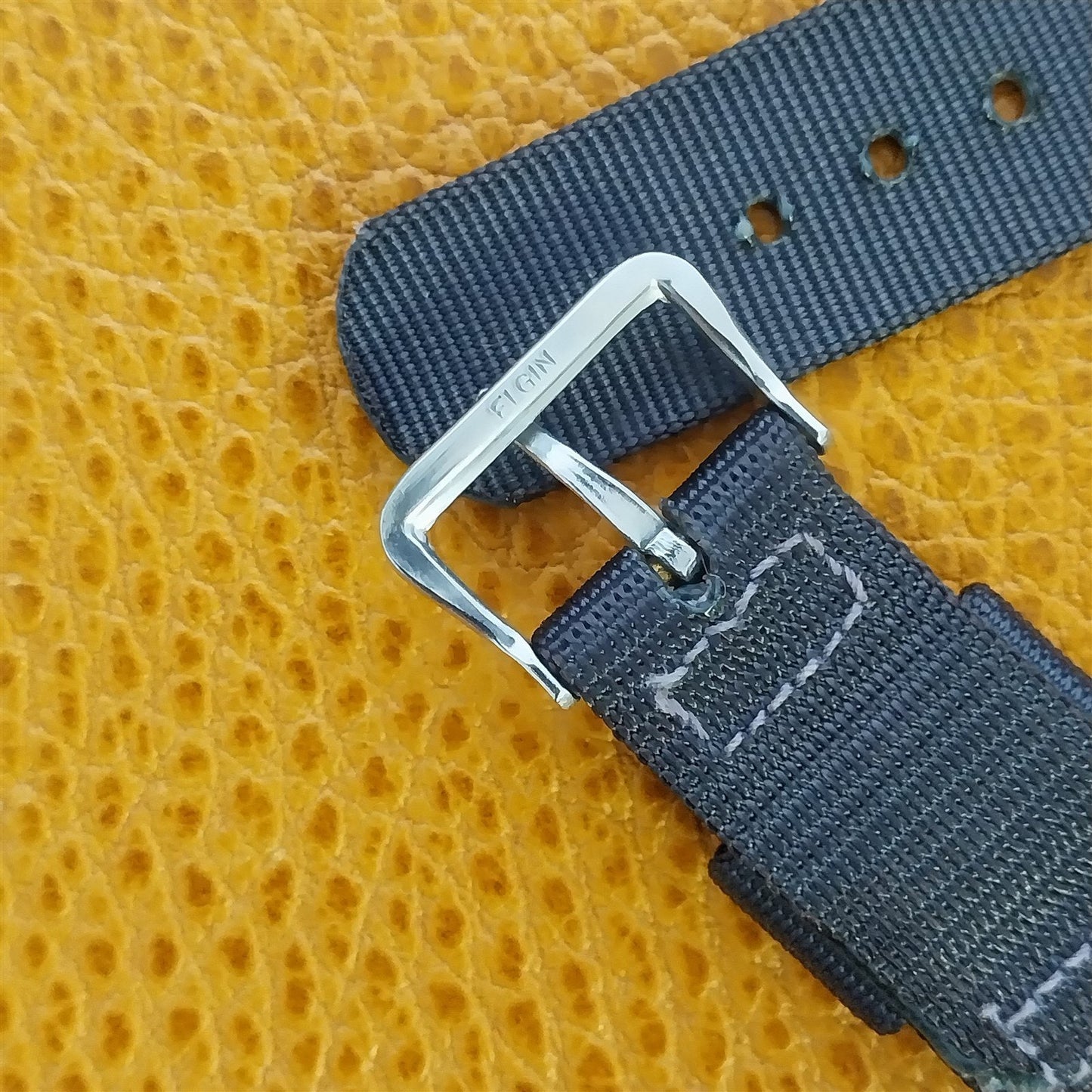 Elgin Buckle & 5/8" Blue Nylon Unused Classic 1950s Tropical Vintage Watch Band