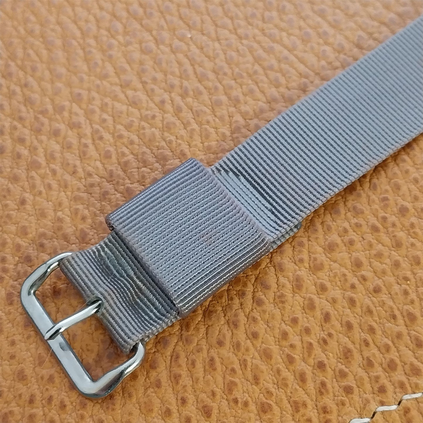 Vintage 1960s 16mm Gray Nylon Classic Single-Pass nos Unused Classic Watch Band