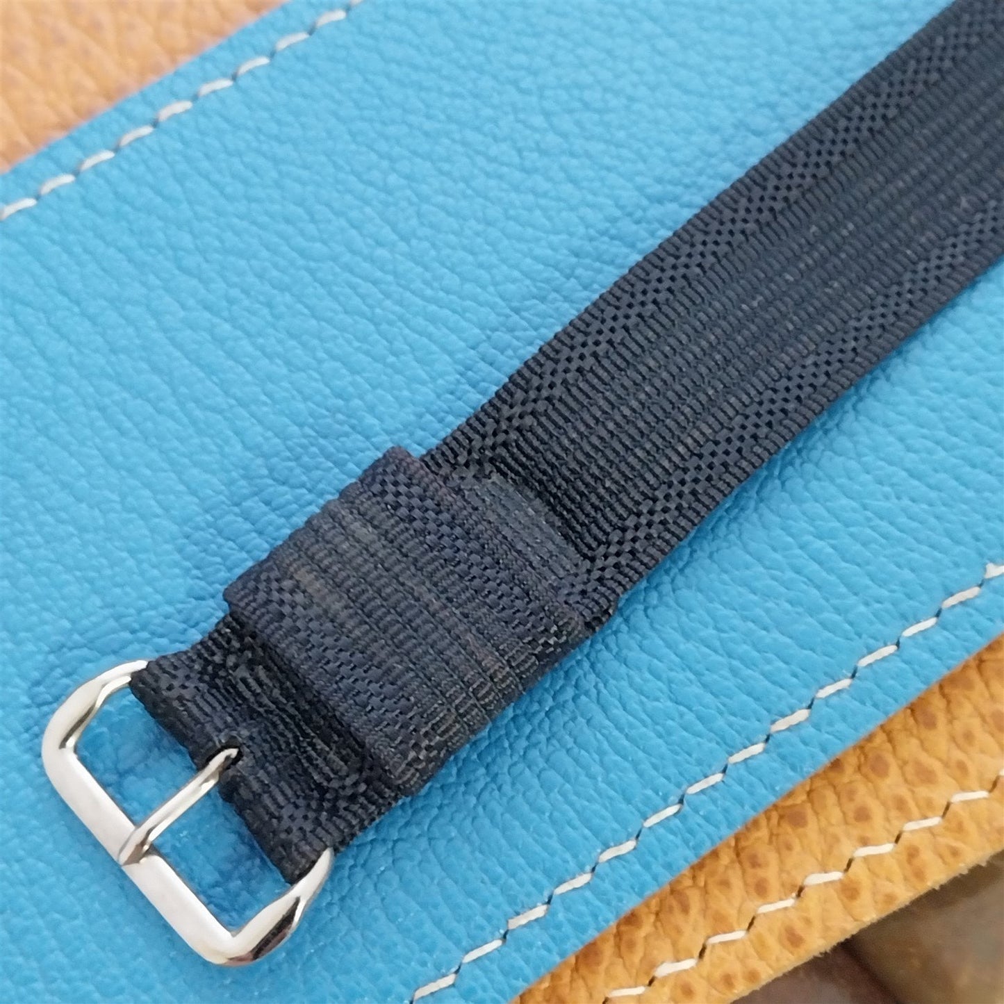 Vintage 18mm Blue Nylon Single-Pass Short Unused 1950s Classic Watch Band