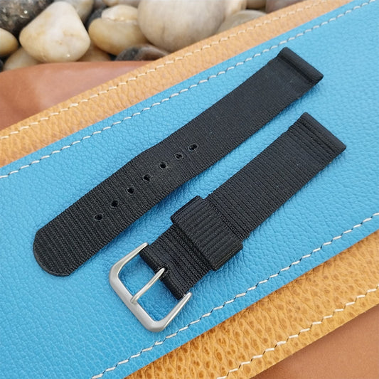 Vintage 18mm Black Nylon 2-piece Tropical Unused Classic 1960s Watch Band